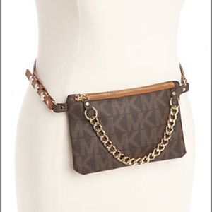 Michael Kors MK logo belt bag leather snap strap